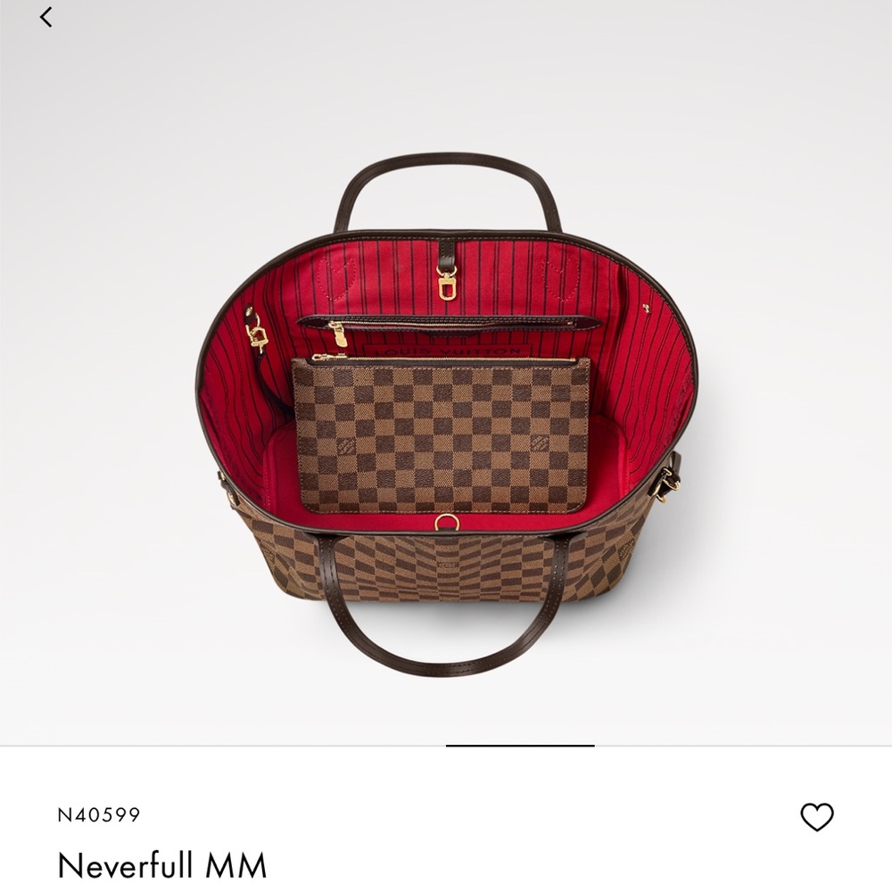 Neverfull Damier Ebene clutch with cherry color inside; Lined - Picture 5 of 7